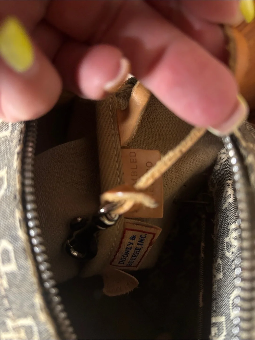 DOONEY & BOURKE AUTHENTIC Monogram Shoulder Bag / Leather Strap & Detail